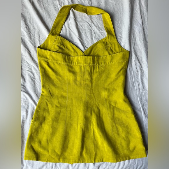 SOLD Vintage Donna Karan Halter neck Vest Medium Silk Chartreuse - Picture 8 of 13